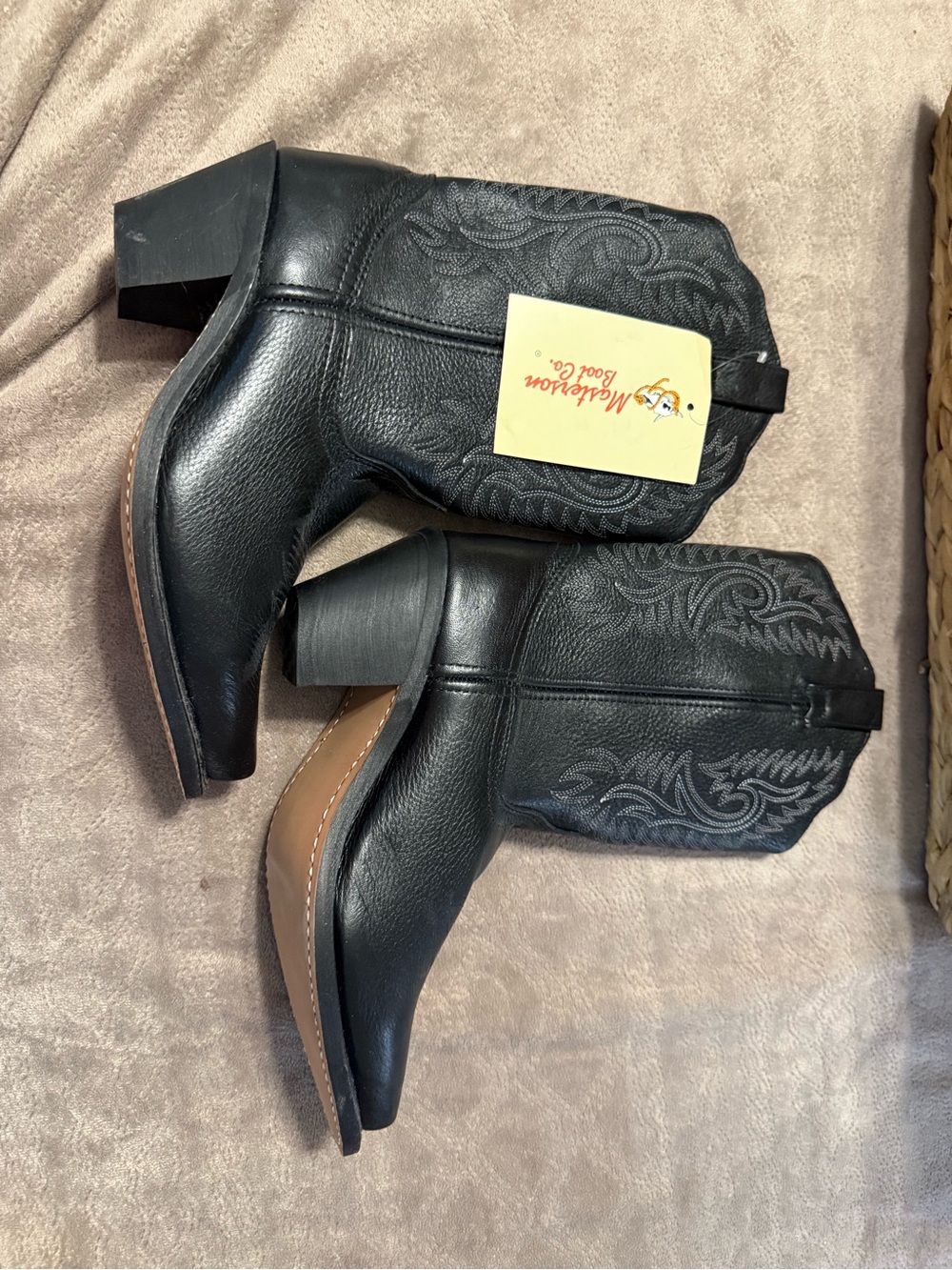 Madden Girl Black Western Ankle Boots with Embroidered Shaft